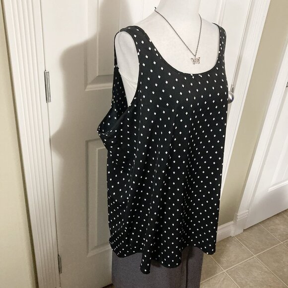 RICKI'S Plus-size black white diamond print tank top ~ Goth 2X XXL 3X XXXL shirt - Picture 4 of 13